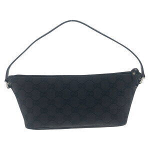 Gucci black GG accessory canvas pouch leather handbag